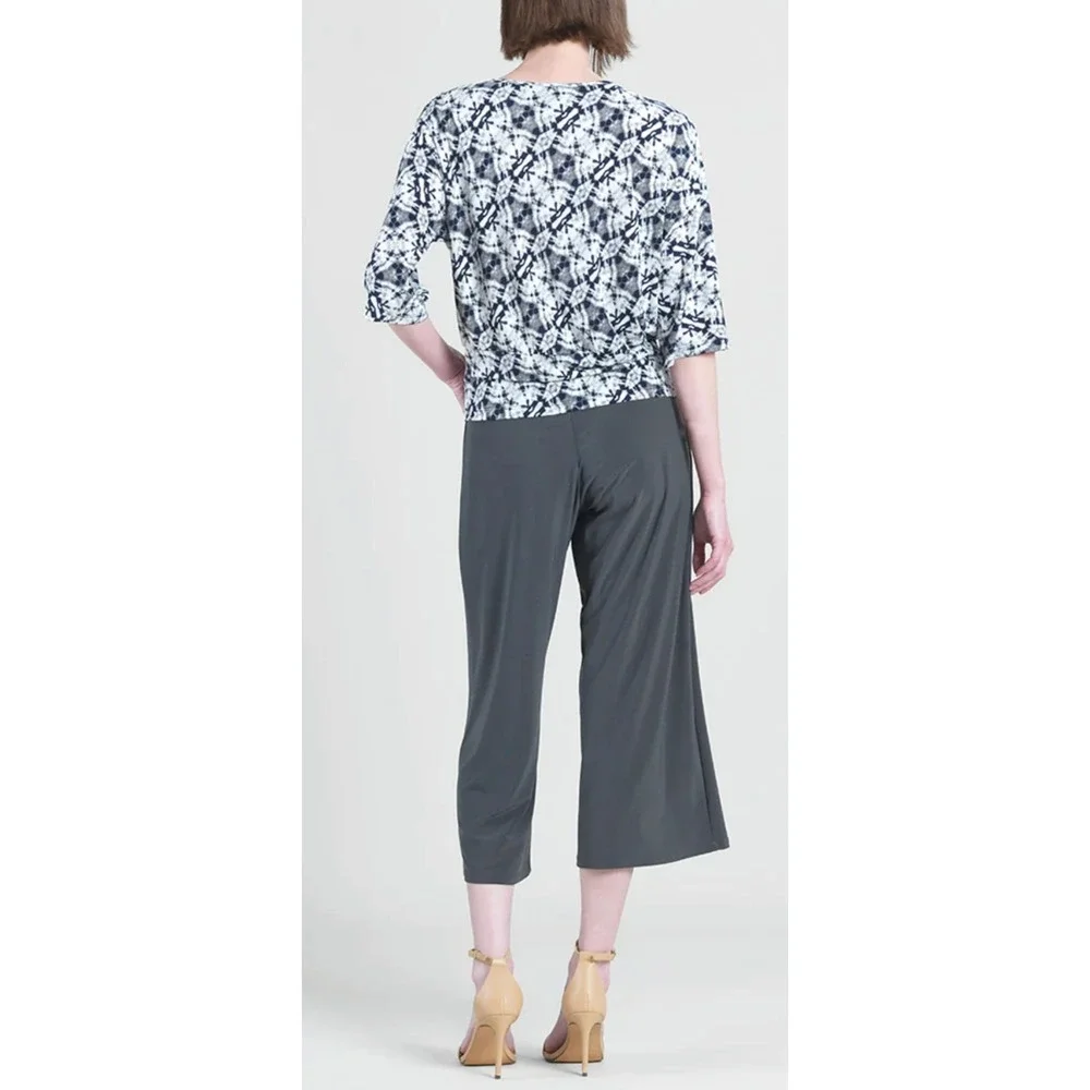 Clara Sun Woo Textured Side‎ Tie Top Circle Emblem Travel Fabric Size Small $125